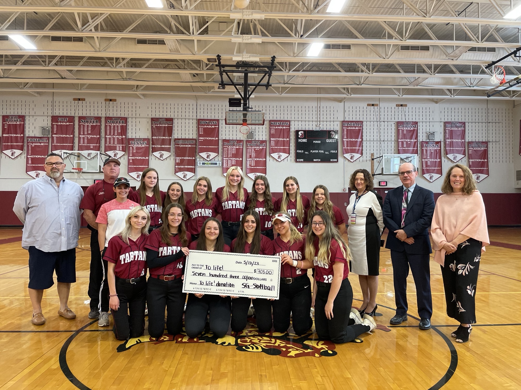 Softball team presents donation to To Life! - Scotia-Glenville Central ...